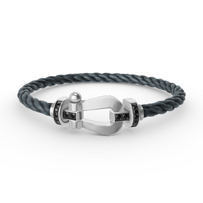 [Super CiCi ]FORCE LARGE HORSESHOE BLACK DIAMOND BRACELET SILVER