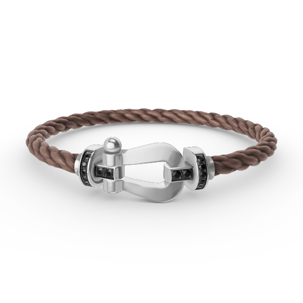 [Super CiCi ]FORCE LARGE HORSESHOE BLACK DIAMOND BRACELET SILVER