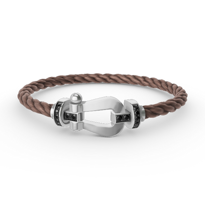 [Super CiCi ]FORCE LARGE HORSESHOE BLACK DIAMOND BRACELET SILVER