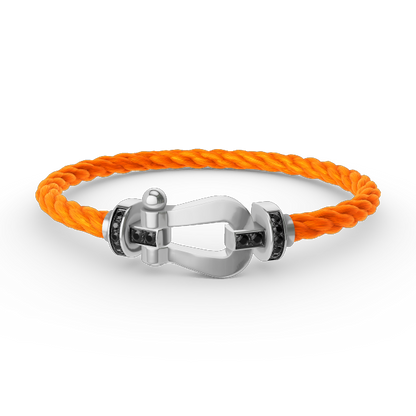 [Super CiCi ]FORCE LARGE HORSESHOE BLACK DIAMOND BRACELET SILVER