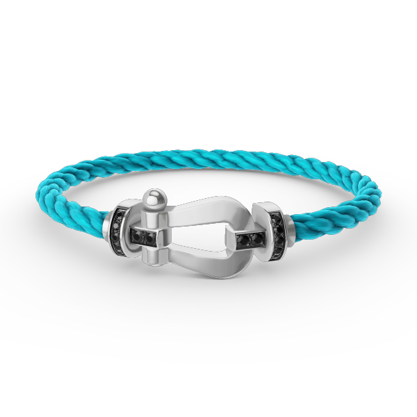 [Super CiCi ]FORCE LARGE HORSESHOE BLACK DIAMOND BRACELET SILVER