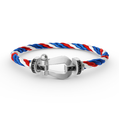 [Super CiCi ]FORCE LARGE HORSESHOE BLACK DIAMOND BRACELET SILVER