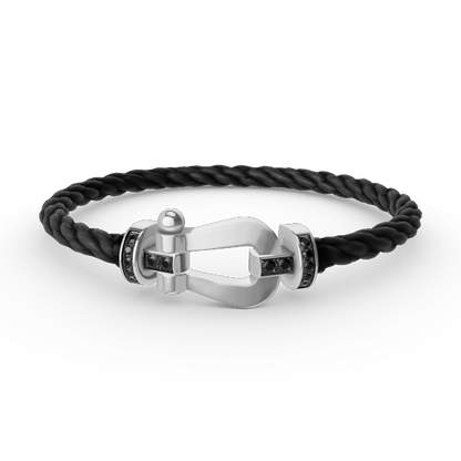 [Super CiCi ]FORCE LARGE HORSESHOE BLACK DIAMOND BRACELET SILVER