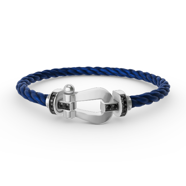 [Super CiCi ]FORCE LARGE HORSESHOE BLACK DIAMOND BRACELET SILVER