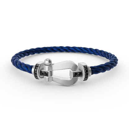 [Super CiCi ]FORCE LARGE HORSESHOE BLACK DIAMOND BRACELET SILVER