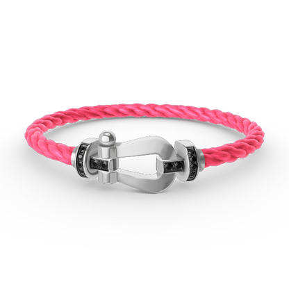 [Super CiCi ]FORCE LARGE HORSESHOE BLACK DIAMOND BRACELET SILVER