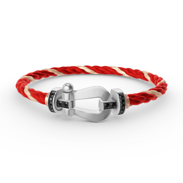 [Super CiCi ]FORCE LARGE HORSESHOE BLACK DIAMOND BRACELET SILVER