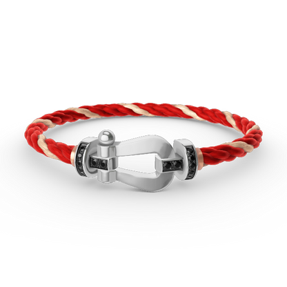 [Super CiCi ]FORCE LARGE HORSESHOE BLACK DIAMOND BRACELET SILVER