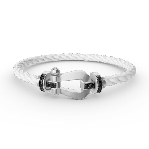 [Super CiCi ]FORCE LARGE HORSESHOE BLACK DIAMOND BRACELET SILVER