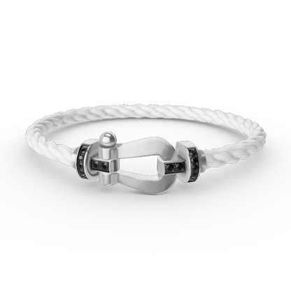 [Super CiCi ]FORCE LARGE HORSESHOE BLACK DIAMOND BRACELET SILVER