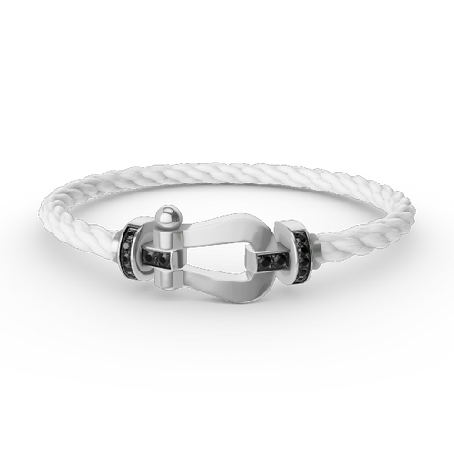 [Super CiCi ]FORCE LARGE HORSESHOE BLACK DIAMOND BRACELET SILVER