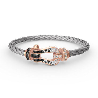 [Super CiCi ]FORCE LARGE HORSESHOE BLACK WHITE DIAMOND BRACELET ROSE GOLD