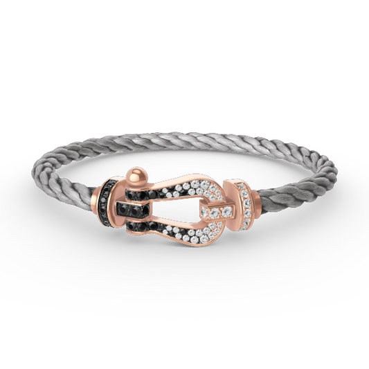 [Super CiCi ]FORCE LARGE HORSESHOE BLACK WHITE DIAMOND BRACELET ROSE GOLD