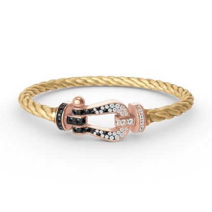 [Super CiCi ]FORCE LARGE HORSESHOE BLACK WHITE DIAMOND BRACELET ROSE GOLD