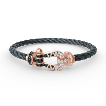 [Super CiCi ]FORCE LARGE HORSESHOE BLACK WHITE DIAMOND BRACELET ROSE GOLD