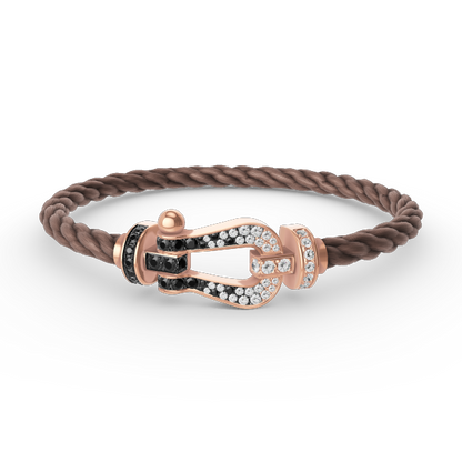 [Super CiCi ]FORCE LARGE HORSESHOE BLACK WHITE DIAMOND BRACELET ROSE GOLD