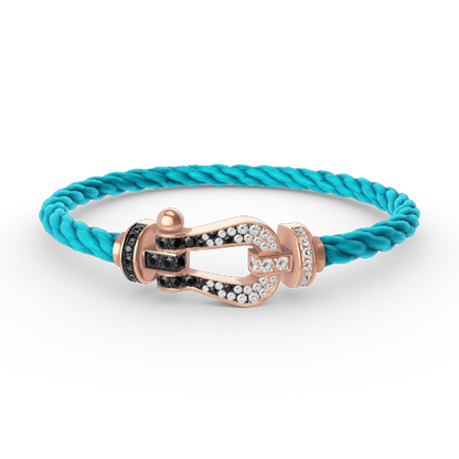 [Super CiCi ]FORCE LARGE HORSESHOE BLACK WHITE DIAMOND BRACELET ROSE GOLD