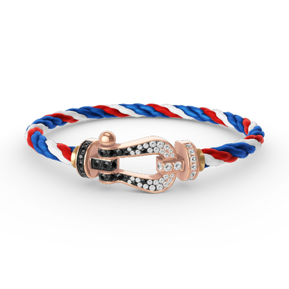 [Super CiCi ]FORCE LARGE HORSESHOE BLACK WHITE DIAMOND BRACELET ROSE GOLD