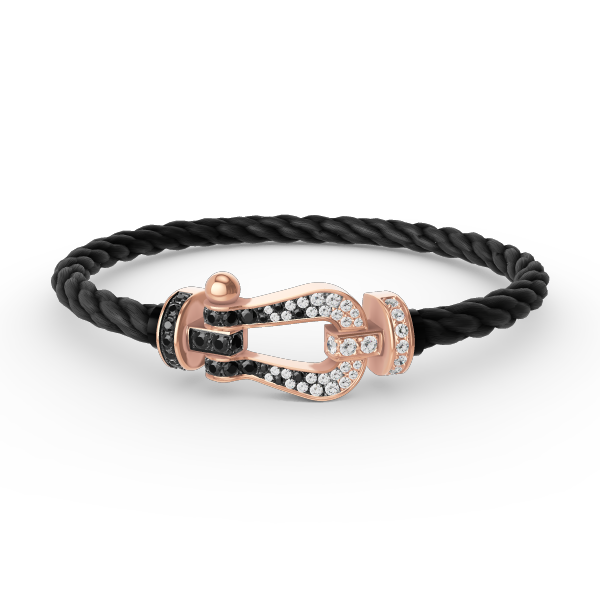 [Super CiCi ]FORCE LARGE HORSESHOE BLACK WHITE DIAMOND BRACELET ROSE GOLD