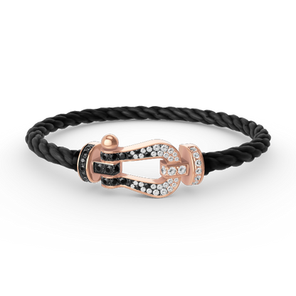 [Super CiCi ]FORCE LARGE HORSESHOE BLACK WHITE DIAMOND BRACELET ROSE GOLD