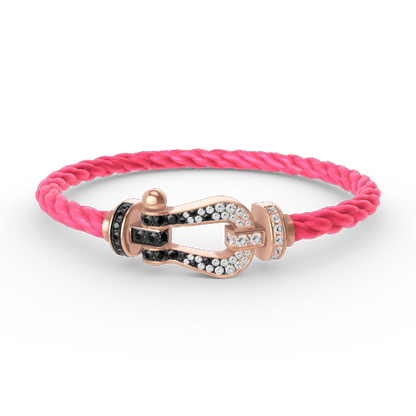 [Super CiCi ]FORCE LARGE HORSESHOE BLACK WHITE DIAMOND BRACELET ROSE GOLD
