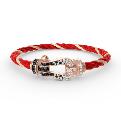 [Super CiCi ]FORCE LARGE HORSESHOE BLACK WHITE DIAMOND BRACELET ROSE GOLD