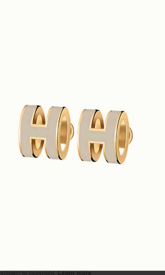 [Super CiCi ]MINI POP H GOLD EARRINGS GREY