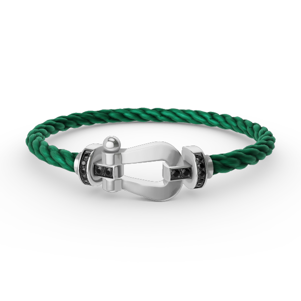 [Super CiCi ]FORCE LARGE HORSESHOE BLACK DIAMOND BRACELET SILVER