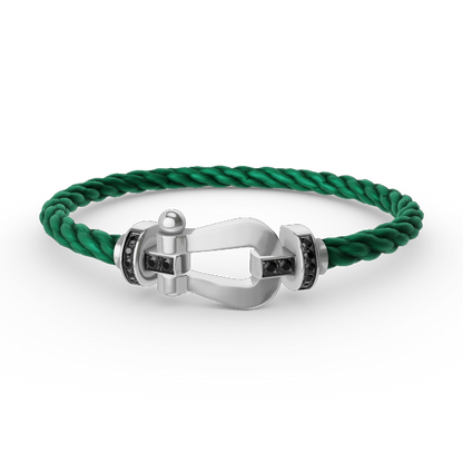 [Super CiCi ]FORCE LARGE HORSESHOE BLACK DIAMOND BRACELET SILVER