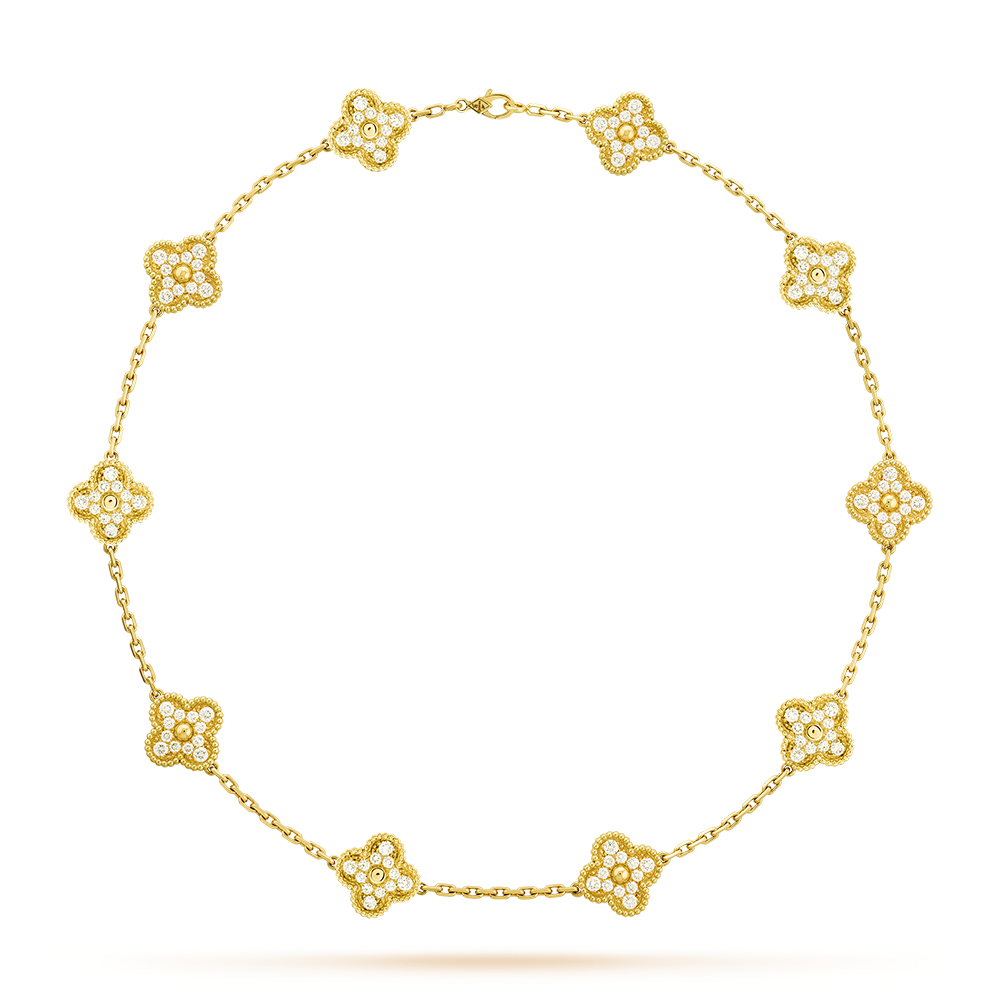 [Super CiCi ]CLOVER 10 MOTIFS DIAMOND NECKLACE