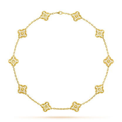 [Super CiCi ]CLOVER 10 MOTIFS DIAMOND NECKLACE