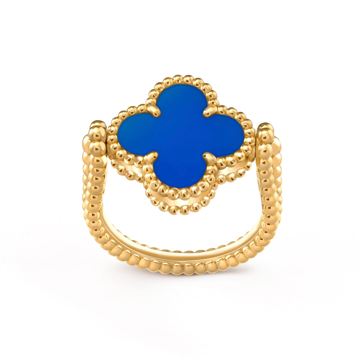 [Super CiCi ]CLOVER RIVERSIBLE BLUE AGATE RING