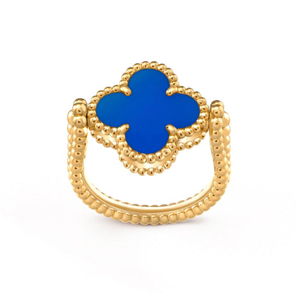 [Super CiCi ]CLOVER RIVERSIBLE BLUE AGATE RING