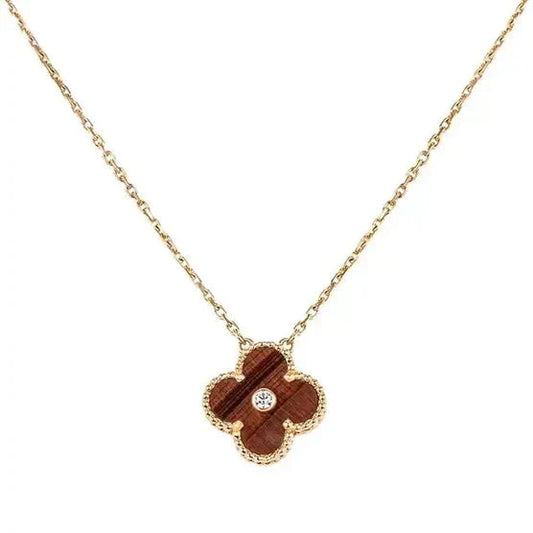 [Super CiCi ]CLOVER 15MM DIAMOND AND YELLOW TIGER'S EYE AGATE necklace