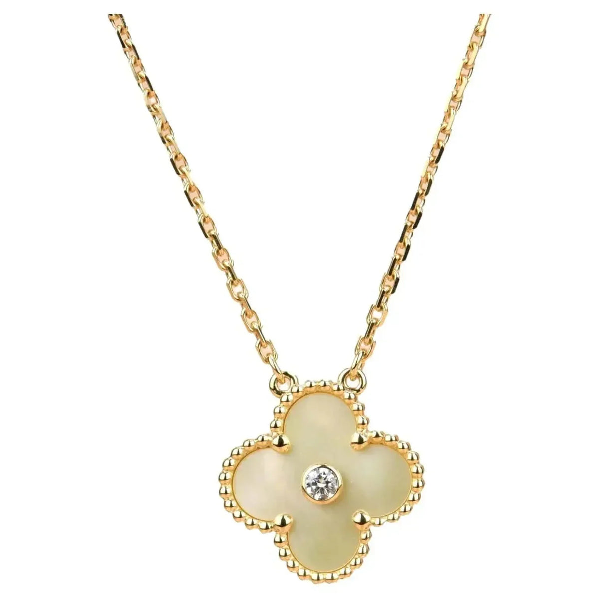 [Super CiCi ]CLOVER 15MM DIAMOND GOLD MOTHER OF PEARL NECKLACE