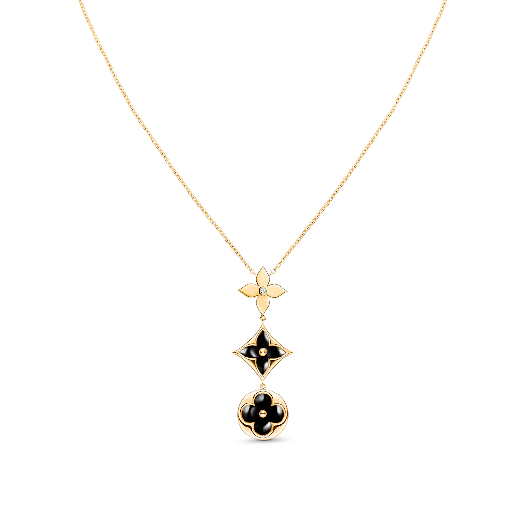 [Super CiCi ]STAR AND SUN ONYX PINK GOLD NECKLACE