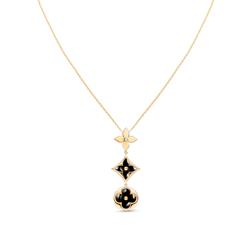 [Super CiCi ]STAR AND SUN ONYX PINK GOLD NECKLACE