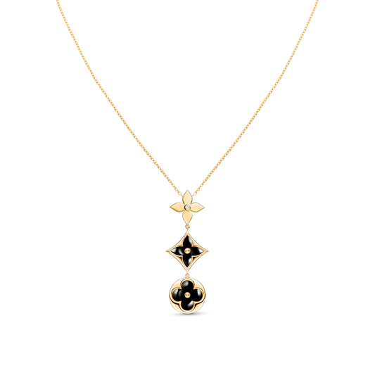 [Super CiCi ]STAR AND SUN ONYX PINK GOLD NECKLACE