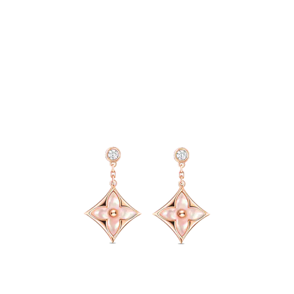 [Super CiCi ]DOUBLE STAR PINK GOLD MOP DROP EARRINGS