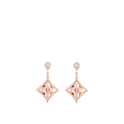 [Super CiCi ]DOUBLE STAR PINK GOLD MOP DROP EARRINGS