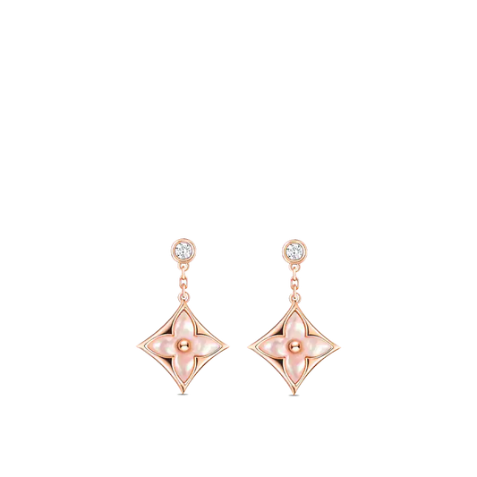 [Super CiCi ]DOUBLE STAR PINK GOLD MOP DROP EARRINGS