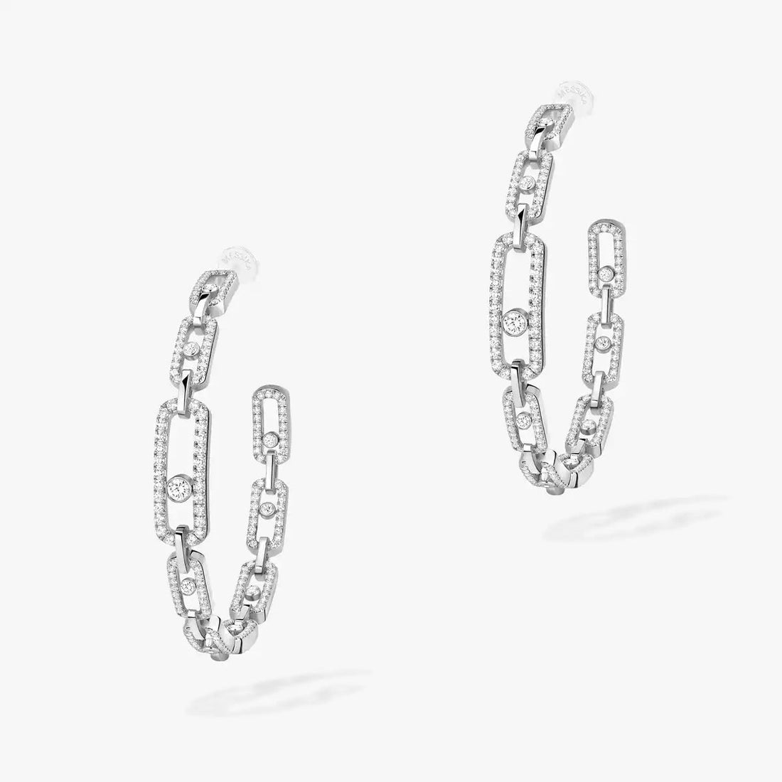 [Super CiCi]Move Link Diamond Hoop Earrings