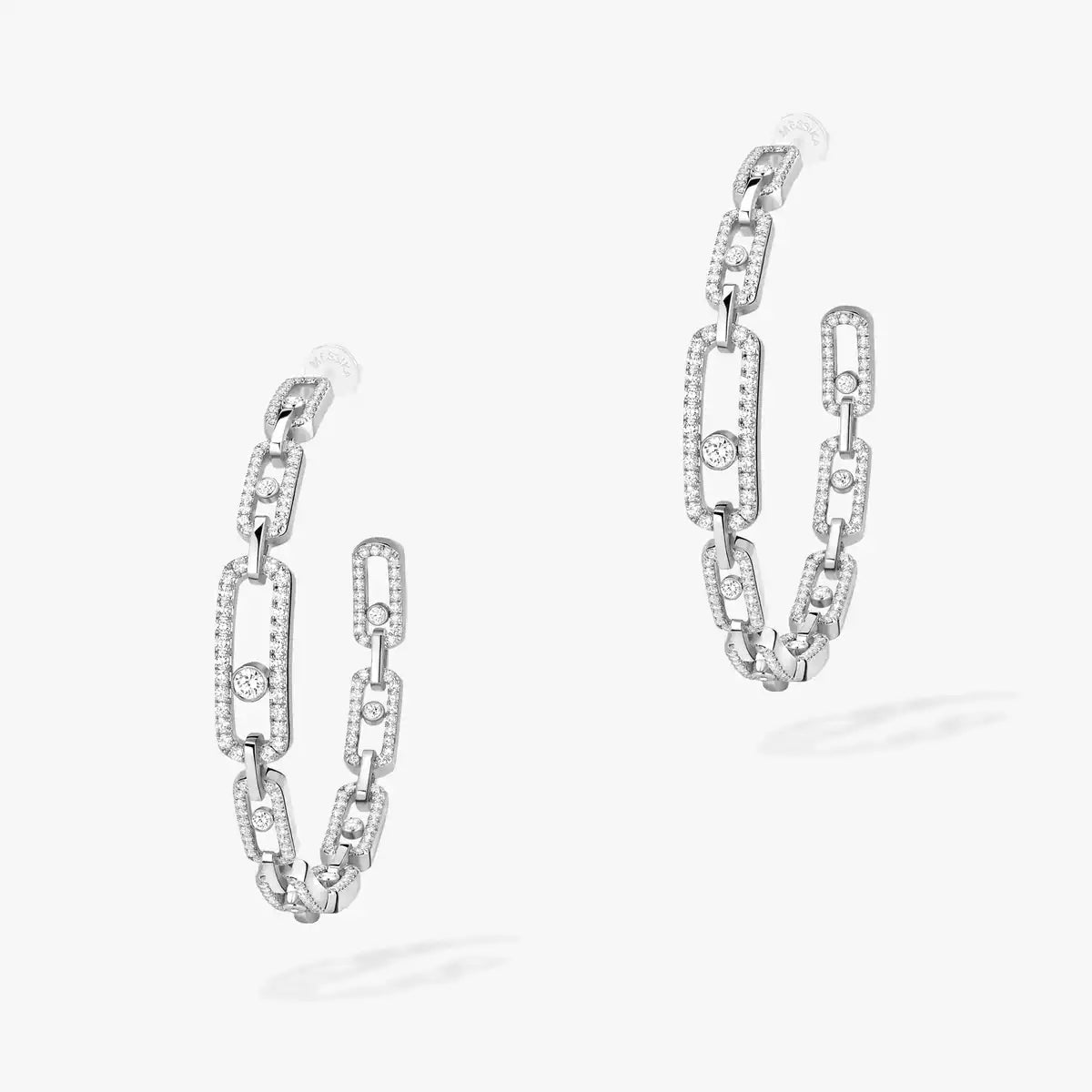 [Super CiCi]Move Link Diamond Hoop Earrings