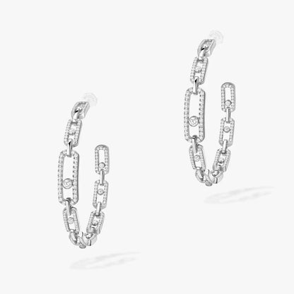 [Super CiCi]Move Link Diamond Hoop Earrings