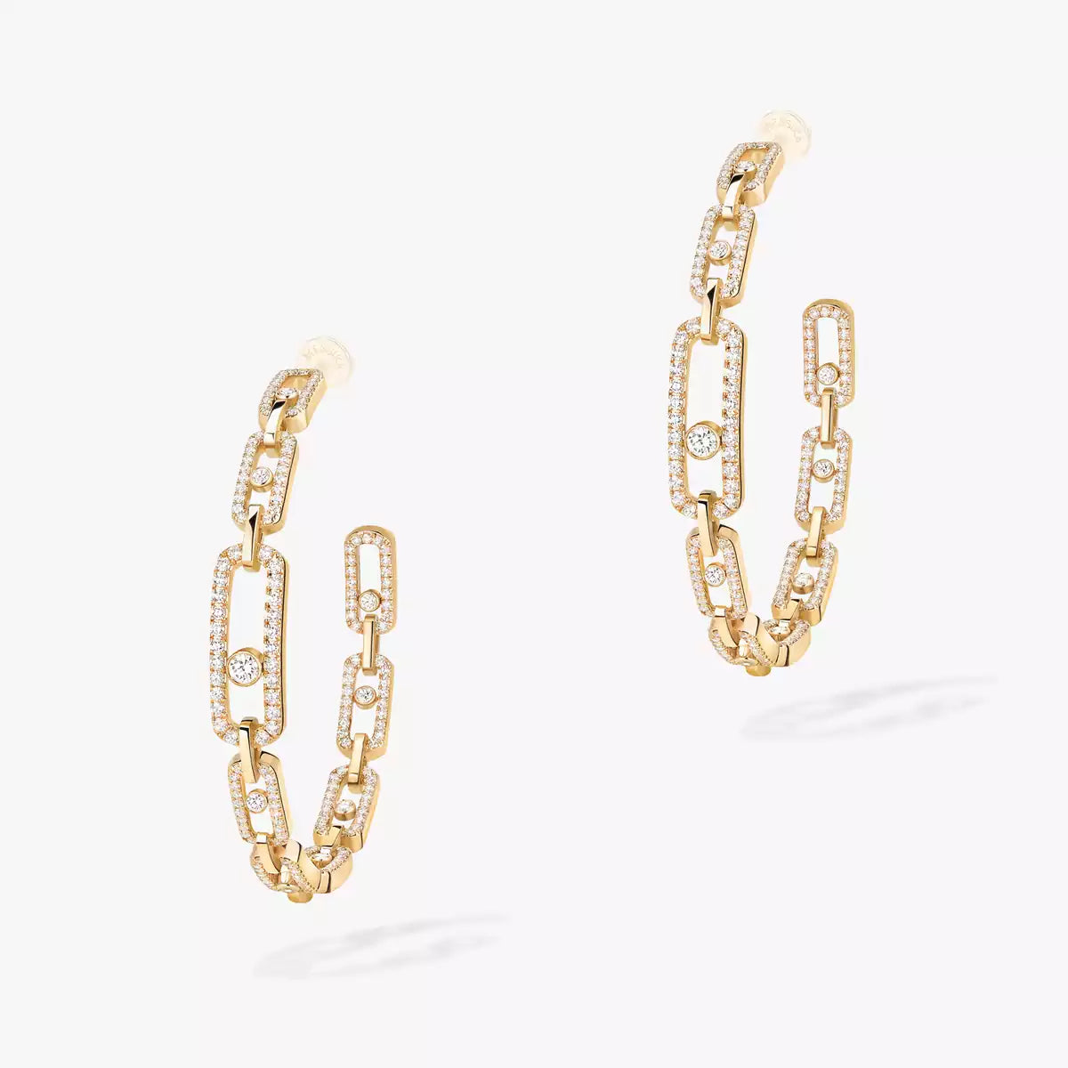 [Super CiCi]Move Link Diamond Hoop Earrings