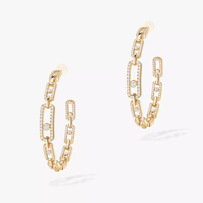 [Super CiCi]Move Link Diamond Hoop Earrings