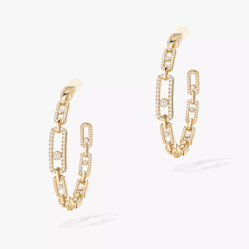 [Super CiCi]Move Link Diamond Hoop Earrings