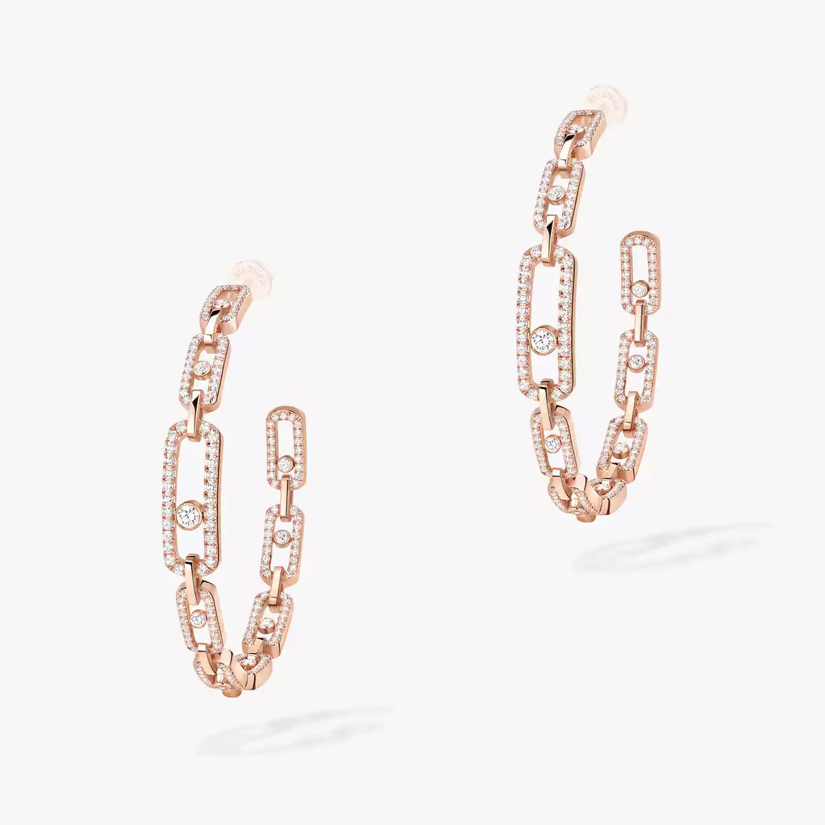 [Super CiCi]Move Link Diamond Hoop Earrings