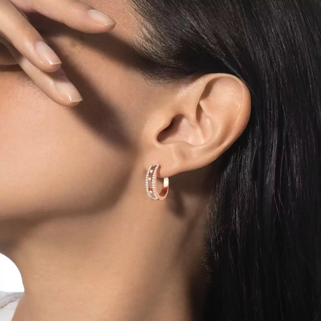 [Super CiCi]Diamond Pave_ Hoop Earrings Move