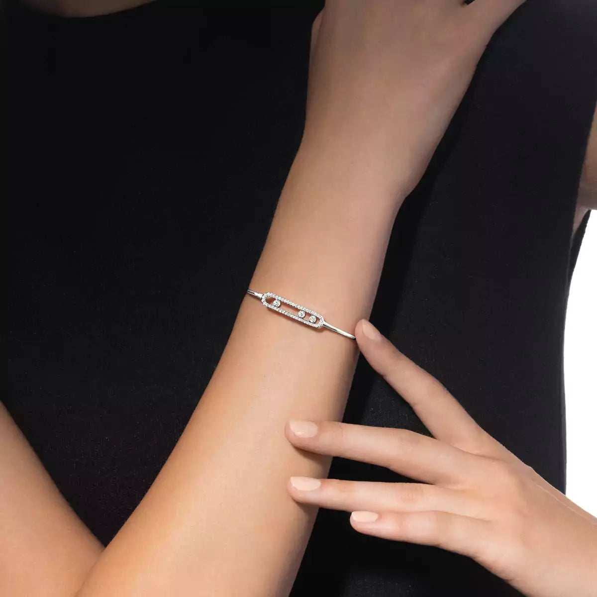 [Super CiCi]Move Pav¨¦ Diamond Bangle Bracelet M